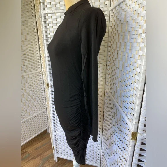 NWT Hem & Thread Black Silhouette MIDI Dress size S Side Ruching - Picture 6 of 8